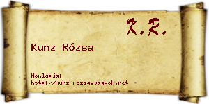 Kunz Rózsa névjegykártya